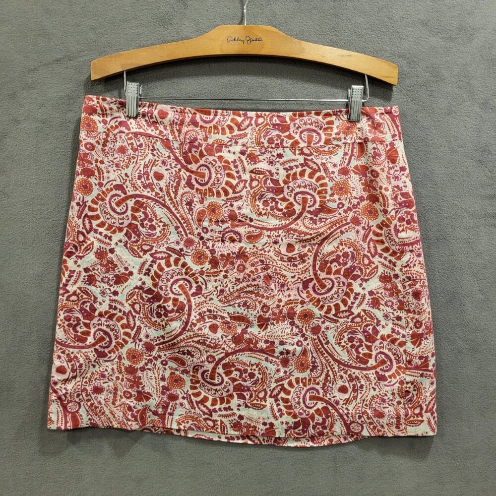 Ann Taylor Loft Pencil Skirt Women's Size 12‎ Lined Zip Up Red Pink Floral